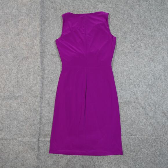 Ralph Lauren Dress Womens 8 Jersey Twist Front Sheath Ruched Midi Pink Stretch - Picture 5 of 9